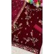 Red Velvet Pakistani Suit with Embroidery Work – 216079