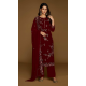 Red Velvet Pakistani Suit with Embroidery Work – 216079