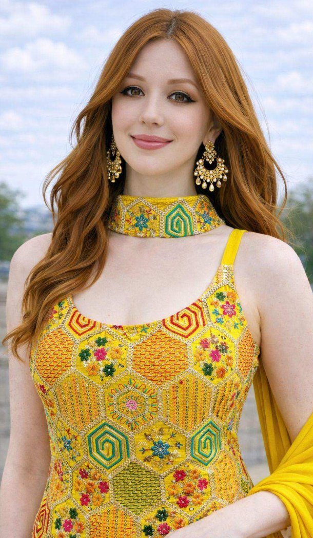 Yellow Chinon Silk Embroidered Palazzo Suit – 216755