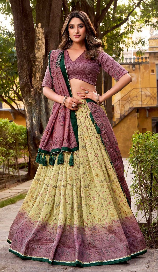 Multi Vichitra Silk Lehenga Choli for Women - 217083