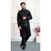 Men Black Art Banarasi Silk Kurta Pajama Set Plus Size - 217508