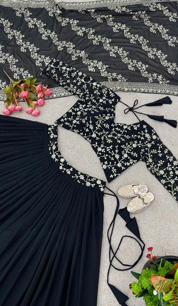 Black Party Wear Lehenga Choli for Women - 217760