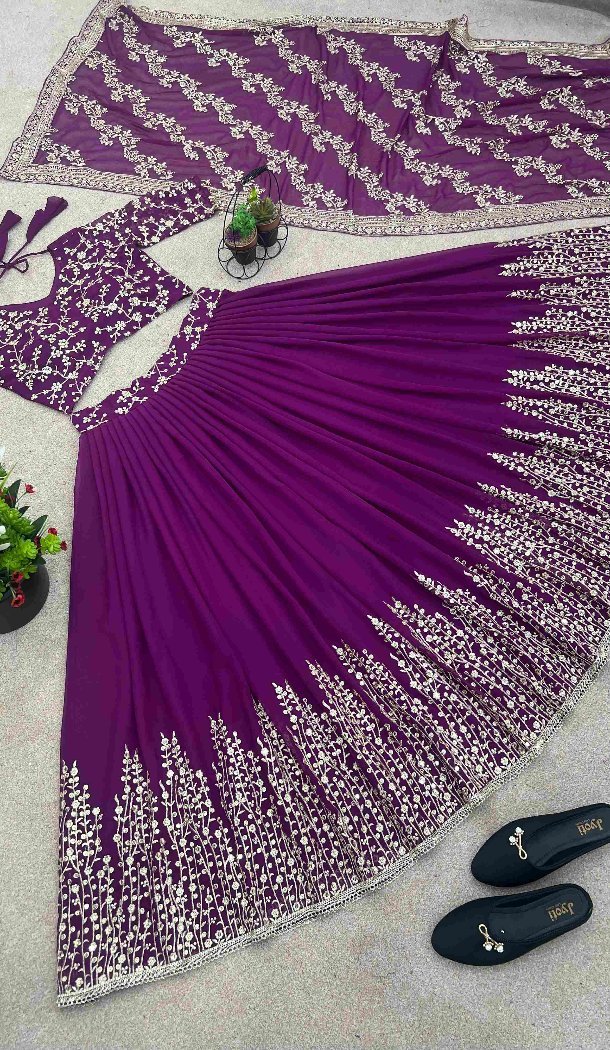 Women's Purple Party Wear Lehenga Choli - 217763