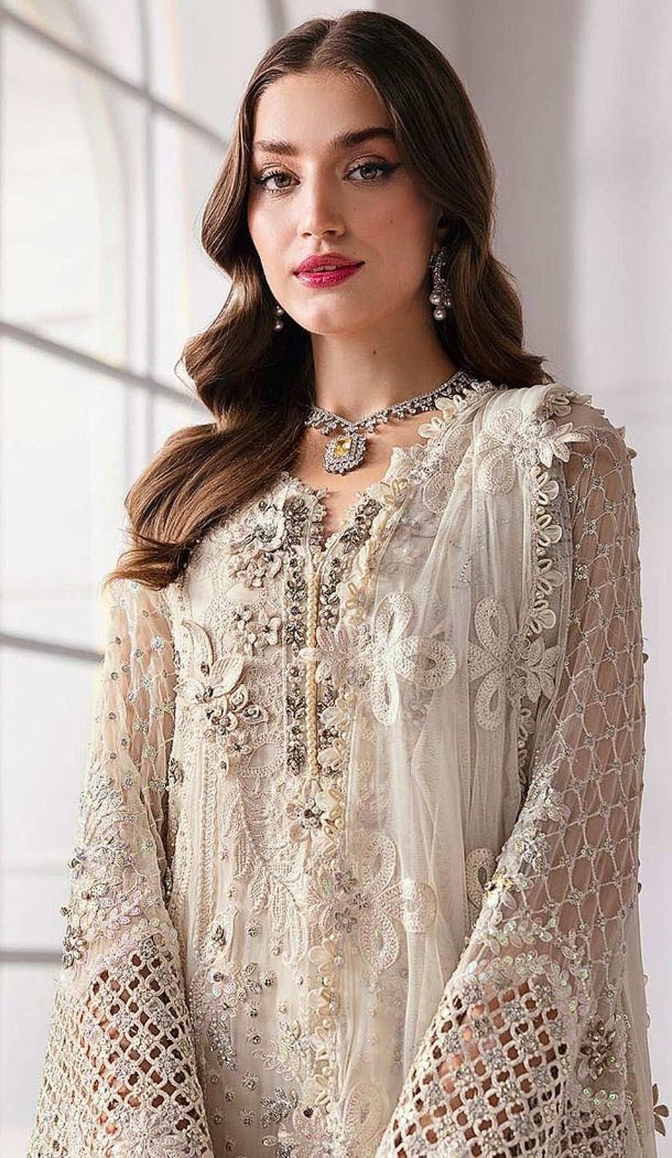 Cream Embroidered Pakistani Suit for Women - 217777