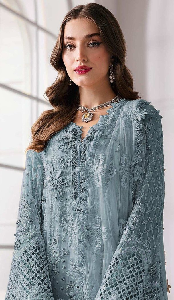 Light Blue Sequence Work Pakistani Suit for Women - 217779