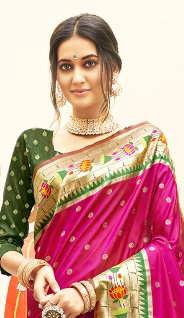 Magenta Saree with Woven Work - 217790