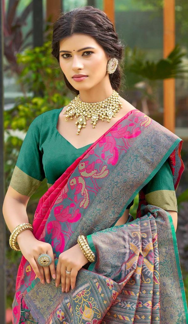 Pink Pochampalli Silk Saree - 217800