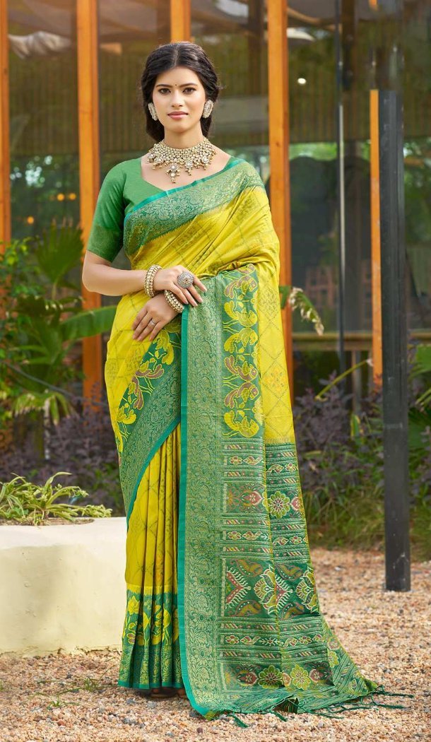 Yellow Saree with Jacquard Work - 217801