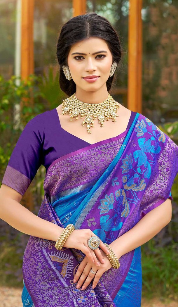 Blue Pochampalli Silk Saree - 217803