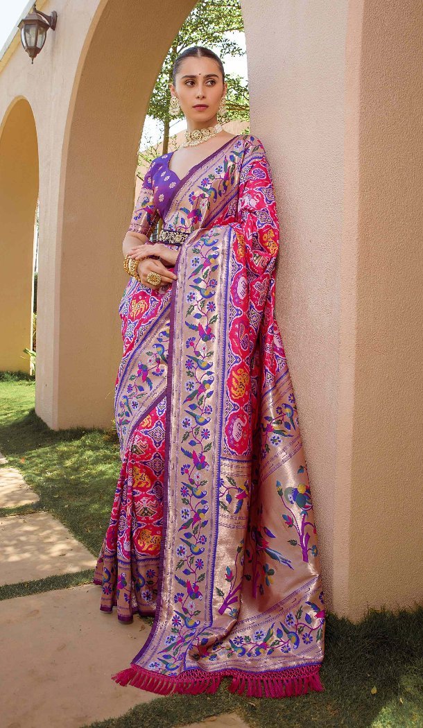 Rani Pink Soft Silk Saree with Weaving Work - 217885