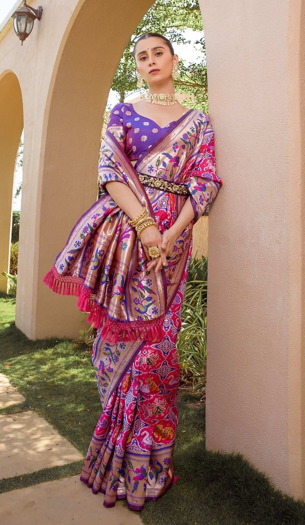 Rani Pink Soft Silk Saree with Weaving Work - 217885