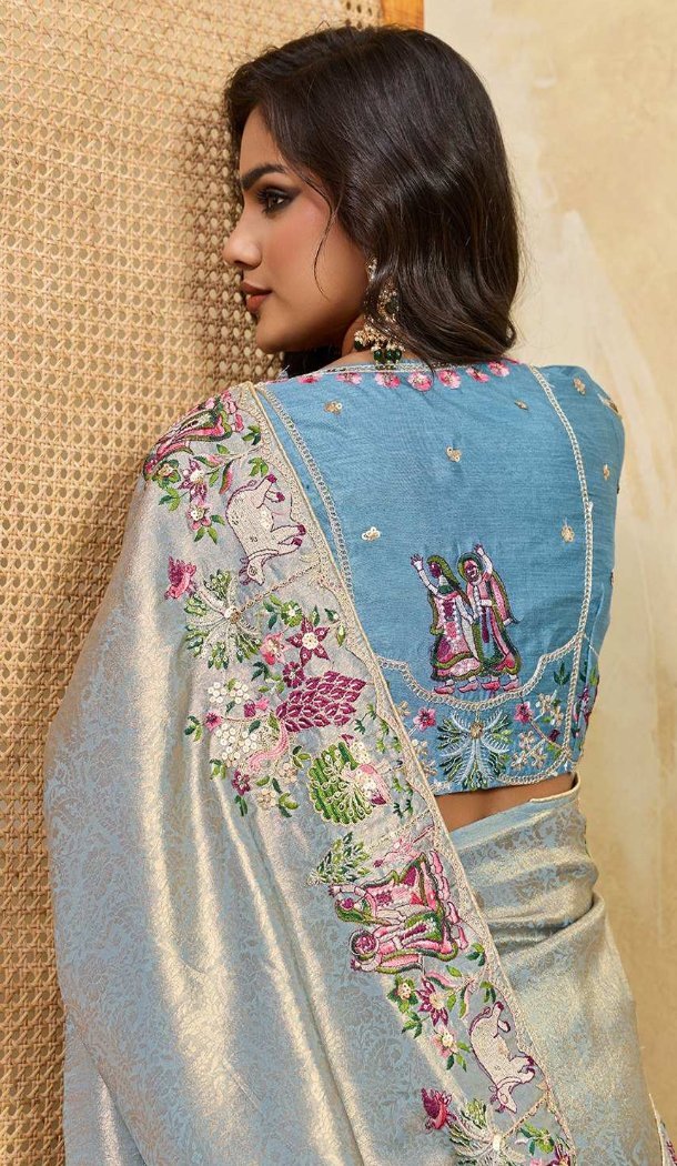 Sky Blue Soft Silk Designer Saree - 218545