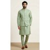 Buy Pista Banarasi Dhupion Silk Plus Size Kurta Pajama - 218582