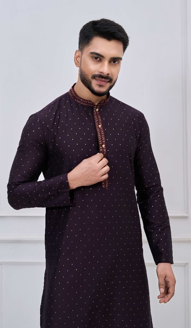 Dark Purple Silk Festive Kurta Pajama - 218666