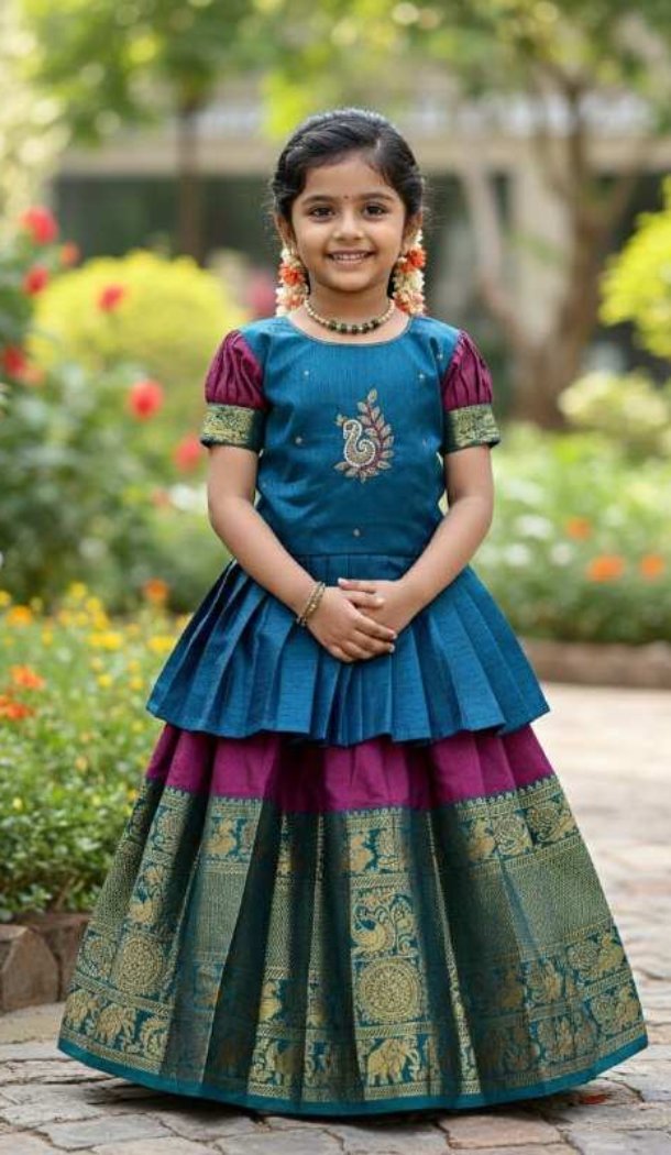 Purple Jacquard Girl Lehenga Choli Set - 218805