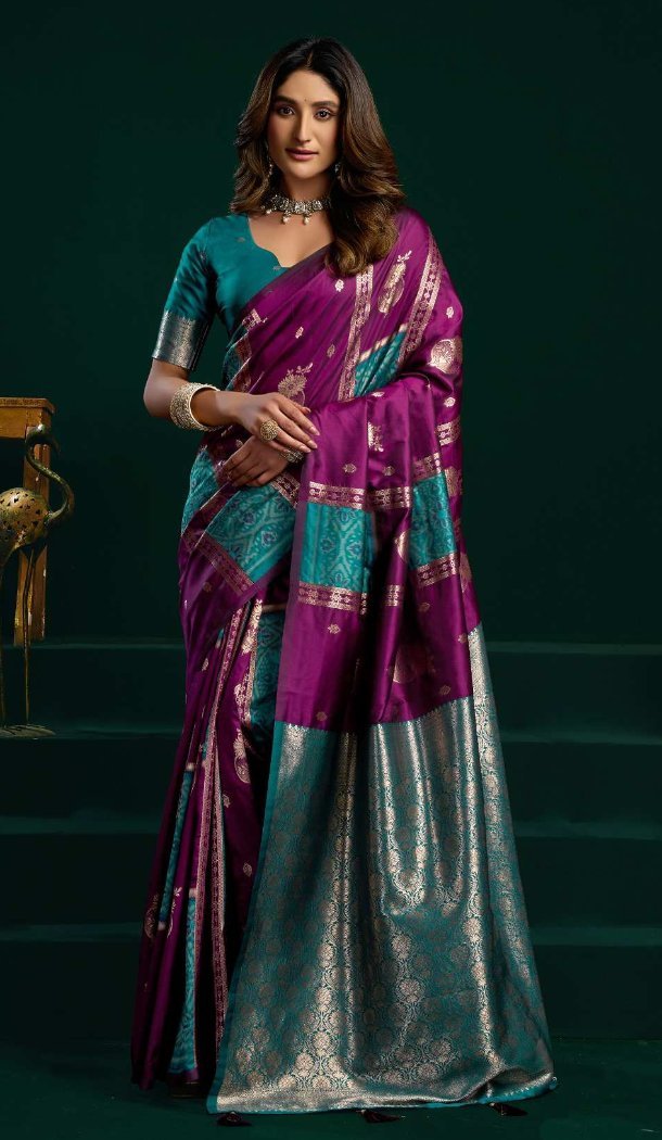 Royal Purple Soft Silk Jacquard Party Wear Saree - 219468
