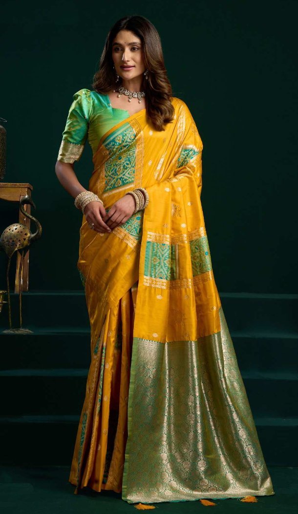 Yellow Soft Silk Designer Party Wear Saree - 219469