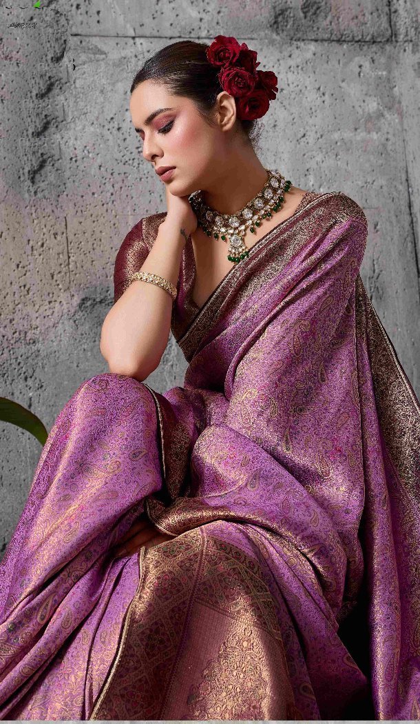 Royal Purple Kanjivaram Silk Work  Traditional Wear Saree - 219565