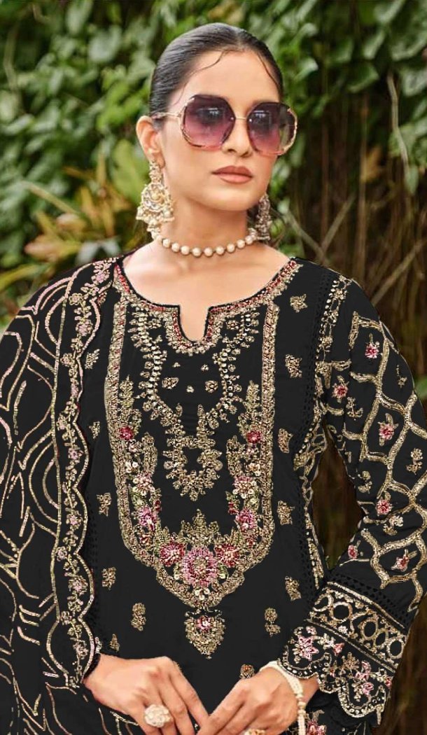 Black Georgette Designer Pakistani Suit - 219583