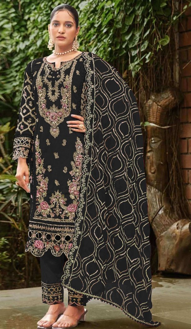 Black Georgette Designer Pakistani Suit - 219583
