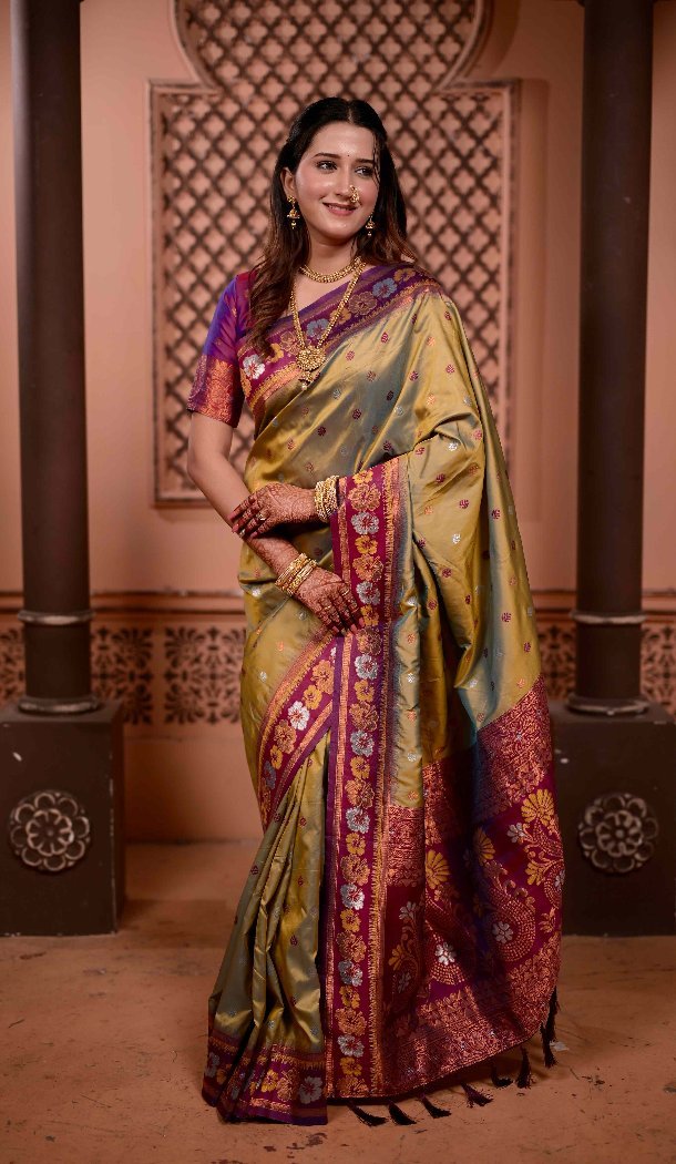 Mehendi Green Soft Silk Zari Woven Party Wear Saree - 219651