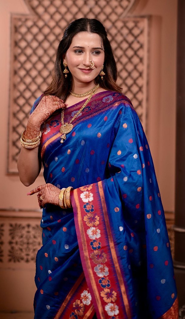 Royal Blue Soft Silk Zari Woven Party Wear Saree - 219653