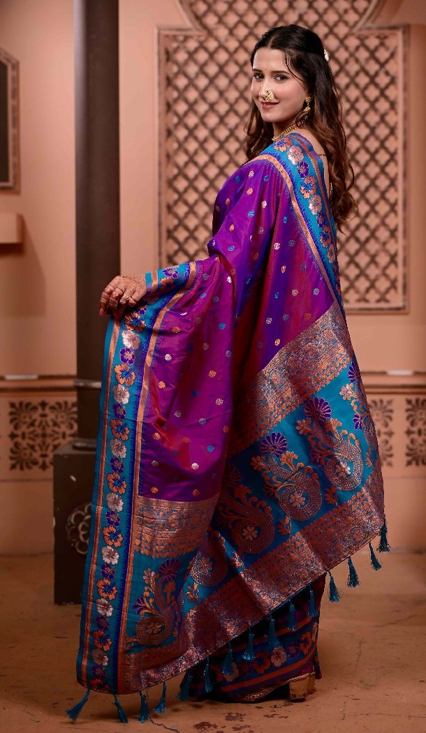 Purple Soft Silk Zari Work Party Wear Saree - 219655