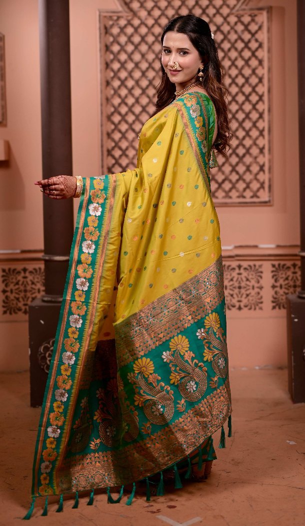 Yellow Soft Silk Zari Woven Party Wear Saree - 219657
