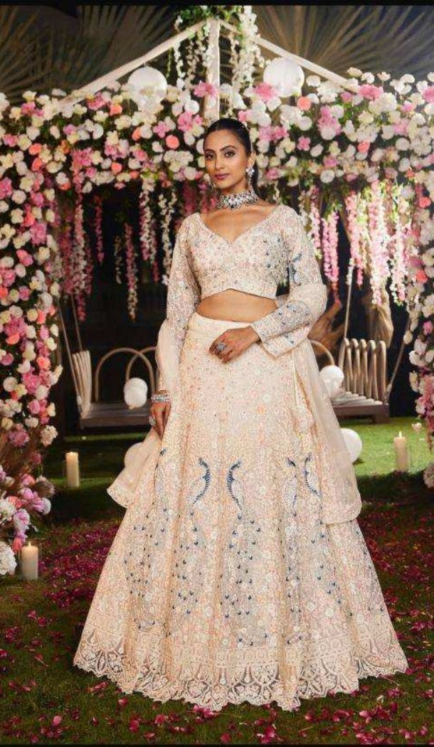 White Soft Butterfly Net Embroidery Lehenga Choli - 220179