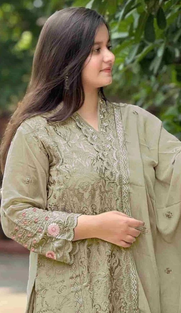 Green Georgette Embroidery Work Party Wear Suit - 220270