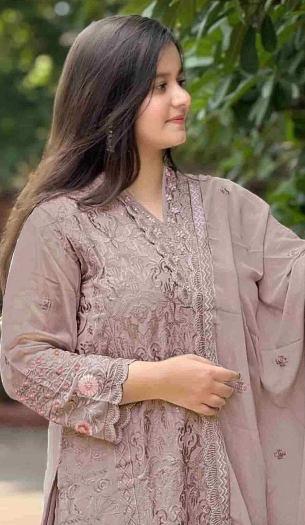 Lavender Georgette Designer Embroidery Pakistani  Suit - 220271