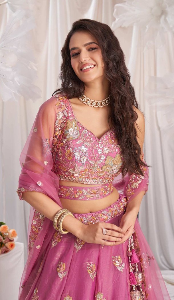 Fandy Silk Sequence Zari Work Lehenga Choli - 220371
