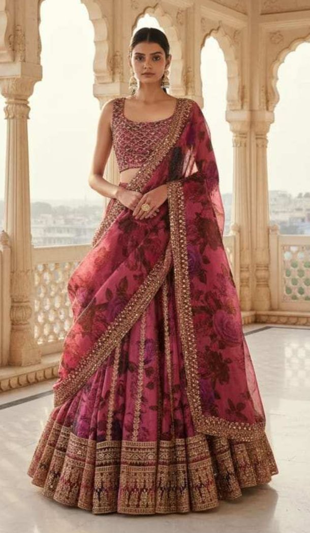 Pink Fandy Silk Designer Lehenga Choli with Zari Work - 220372