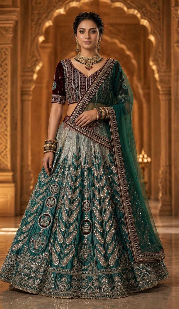 Multi Japan Satin Silk Party Wear Lehenga - 220432