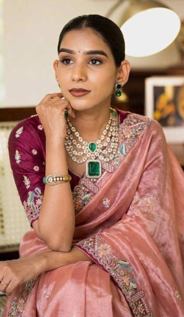 Pink Slub Silk C-Pallu Traditional Saree - 220515