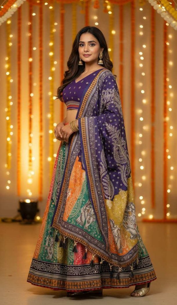 Vibrant Multi Cotton Rayon Navratri Chaniya Choli - 167665787