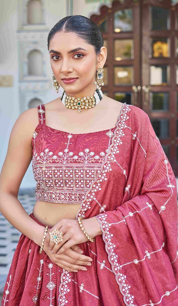 Pink Designer Silk Lehenga Choli with Sequin Work - 15132220980