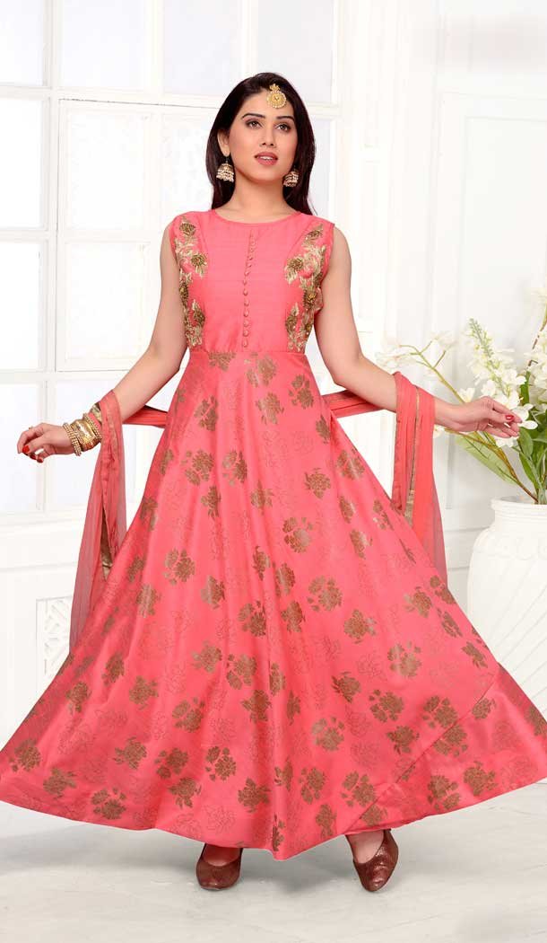 long anarkali party wear