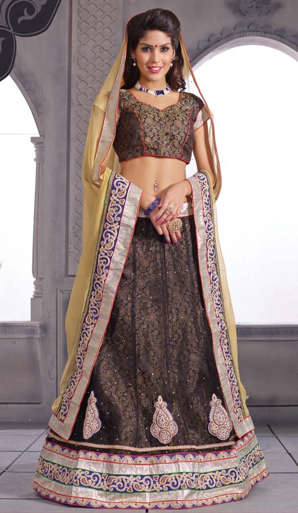 Women's Pretty A Line Lehenga Style in Pecan Color With Resham Work Dupatta Women's Pretty A Line Lehenga Style in Pecan Color With Resham Work Dupatta