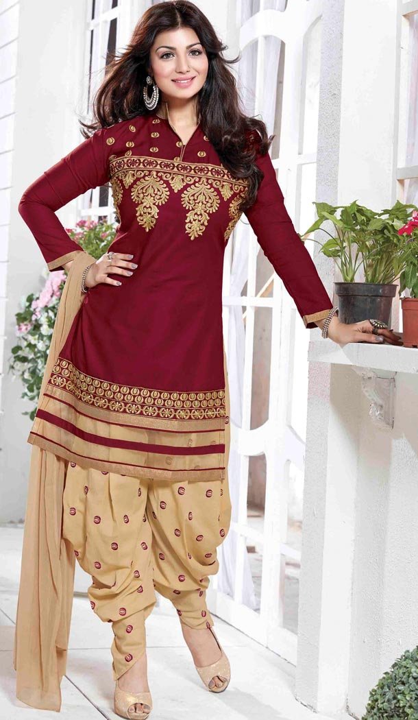 Ayesha Takia ! Patiala Style Salwar Kameez in Cream Color | FH381262740