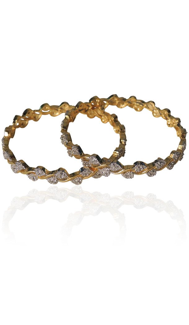Bangles in American Diamond with Silver and Gold | FH384263070 Bangles in American Diamond with Silver and Gold | FH384263070