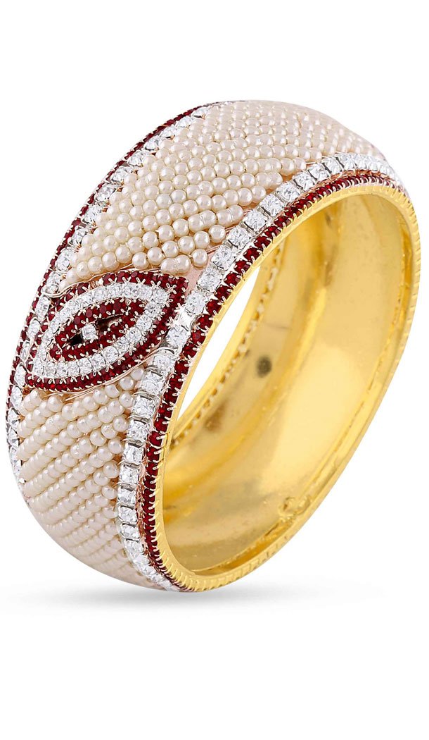 American Diamond Red,Beige,Gold Color Bangles | FH390864115