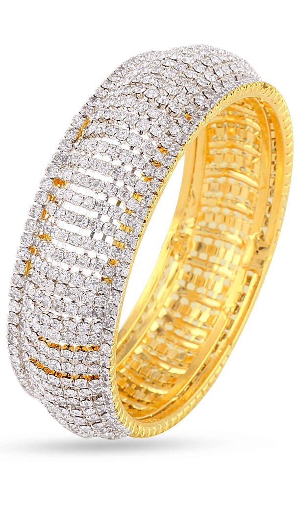 American Diamond Beige and Gold Color Bangles | FH390864116