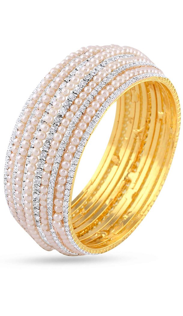 American Diamond Beige,Silver,Gold Color Bangles | FH390864117