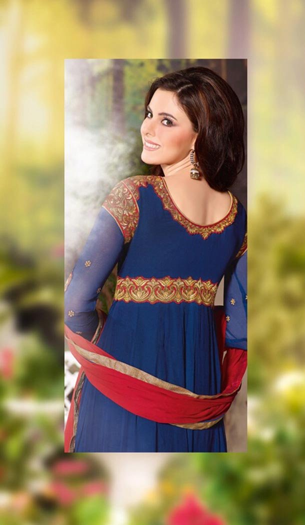 Anarkali Suits: Buy Anarkali Suits Online with Georgette and Pretty Navy Blue Color | FH397164673