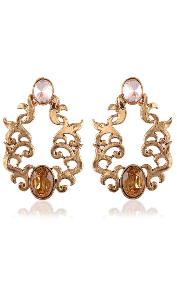 Pink and Brown Color Artificial Chandelier Style Earring | FH405965691