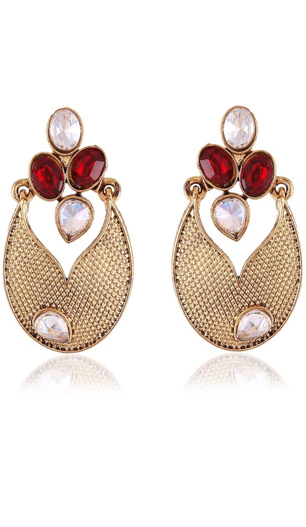 Red and Gold Color Artificial Fashion Earring | FH405965692