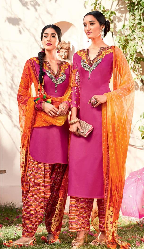 Deep Pink Cotton Punjabi Suits Online Shopping | FH409466007