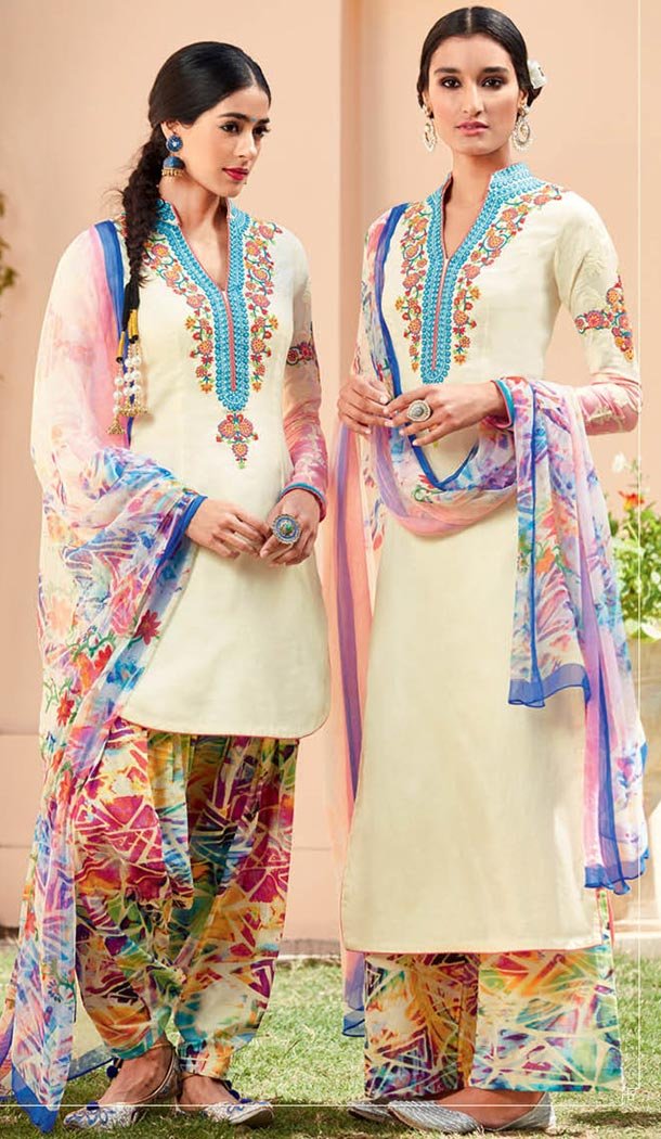 Cream Cotton Punjabi Suits Online Shopping | FH409466008