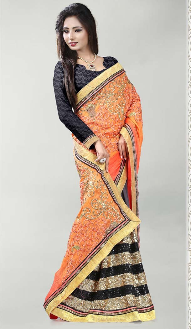 Slate Gray Color Saree With Gorgeous Embroidered Pallu | FH412966538